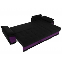 Угловой диван Нэстор (микровельвет чёрный фиолетовый) - Изображение 2